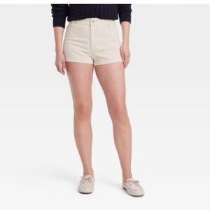 NWT Women's Universal Thread High Rise Sailor Denim Shorts White Pin Stripe Sz 4
